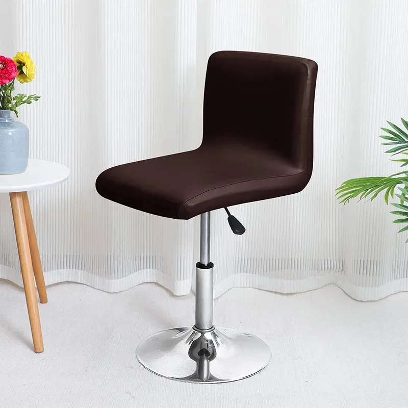 Waterproof PU Leather Rotating Bar Stool Cover Stretchable and Durable Bar Stool Cover Easy-to-Clean Faux Leather Slipcover