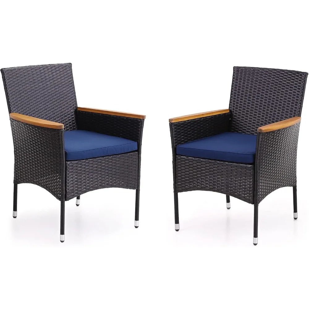 

35" Rattan Patio Dining Chairs, Outdoor Furniture Wicker Dining Chairs with Removable Cushions Perfect for Backyard, Bistro, Ga