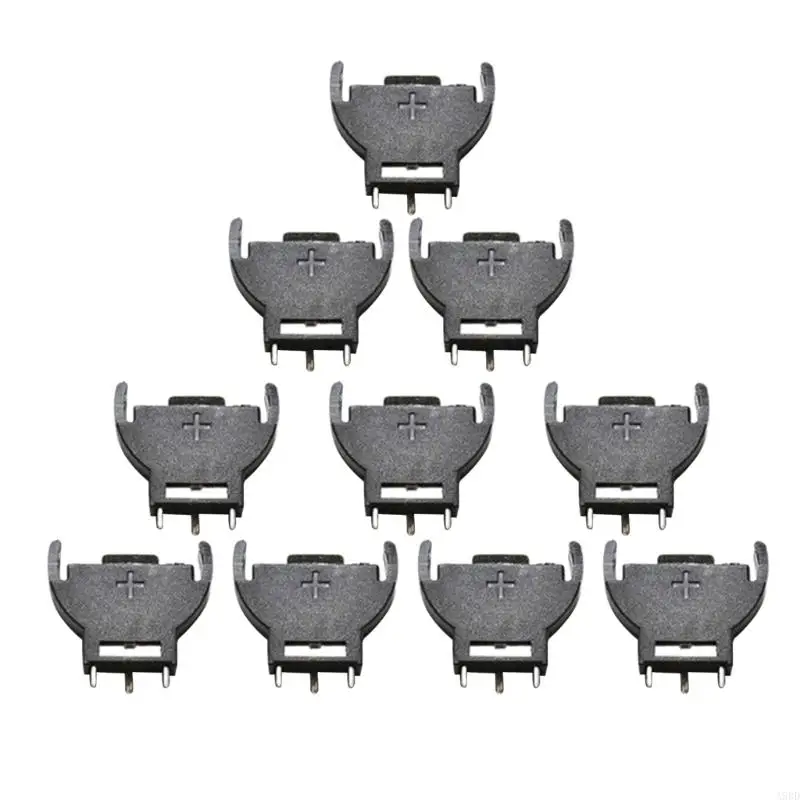 

A9BD 10PCS Black Plastic CR2032 2032 3V Half-Round Cell Coin Battery Socket Holder for Case Battery Boxes Vertical 3 Pins