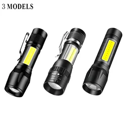 Portable Zoom LED Rechargeable Flashlight 3 Lighting Modes Long Range Camping Light Mini Torch Waterproof  Built In Battery