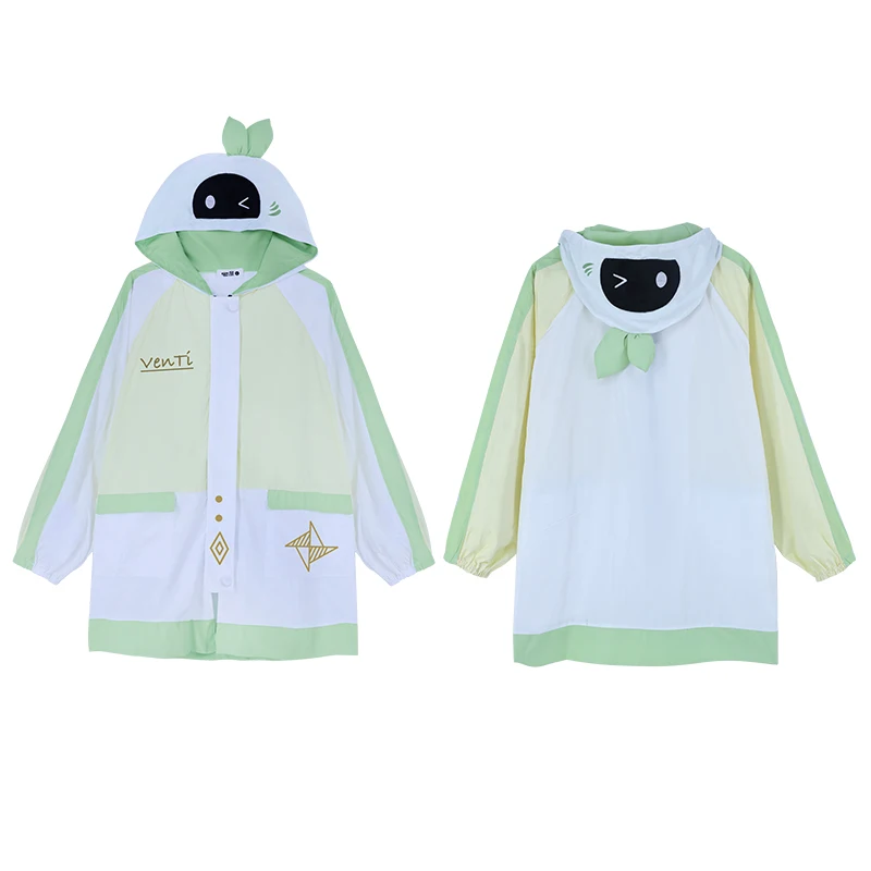 Anime Game Cosplay Venti Barbatos Women Girl Summer Sunscreen Hooded Thin Jacket Shorts Coat Costume di Halloween