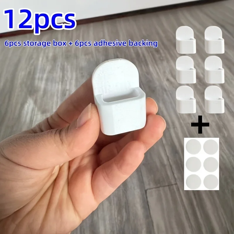 12pcs Sewing Machine Scissor Storage Box And Round Adhesive (Including 6pcs Storage Box + 6pcs Adhesive), (With Adhesive Backing