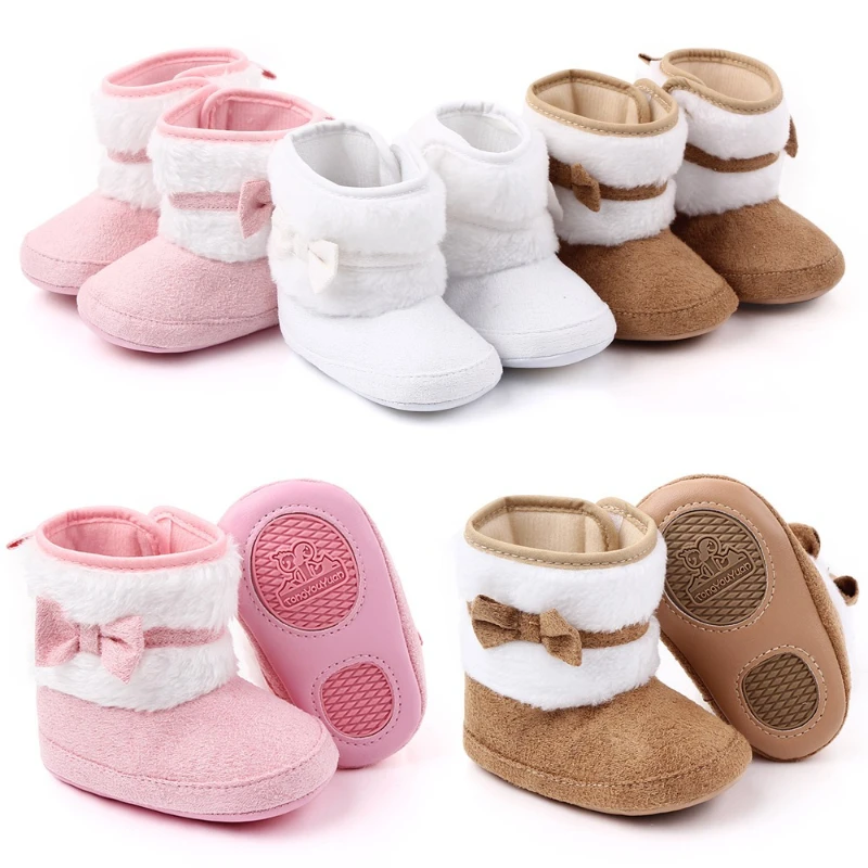 

Fashion Baby Shoes 2025 Winter New Kids Bow Snow Boots Comfort Soft Soled Girls' Ankle Boots Anti Slip Baby First Walkers Botas