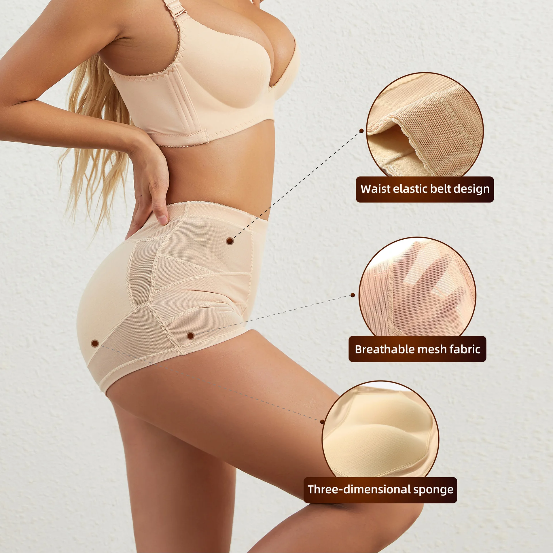 Butt Lifter Pants Women Buttocks Plump Hips Push Up Breathable Mesh Body Shaper Panties Fake Ass Padded Shapewear Shorts