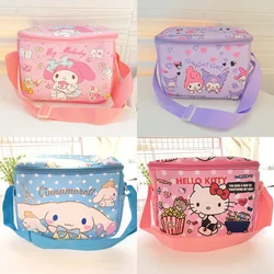 Kawaii Sanrio My Melody Kuromi Cinnamonroll Cartoon PU Beach Cooler Bag diagonale bento bag Lunch Thermal Fridge Bag Girls Gift