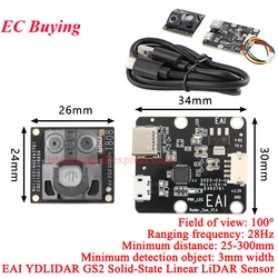 EAI YDLIDAR GS2 Solid-state Line Lidar Ranging Sensor Laser Radar Module 28Hz 300MM 100° Scanning Sweeper Obstacle Avoidance
