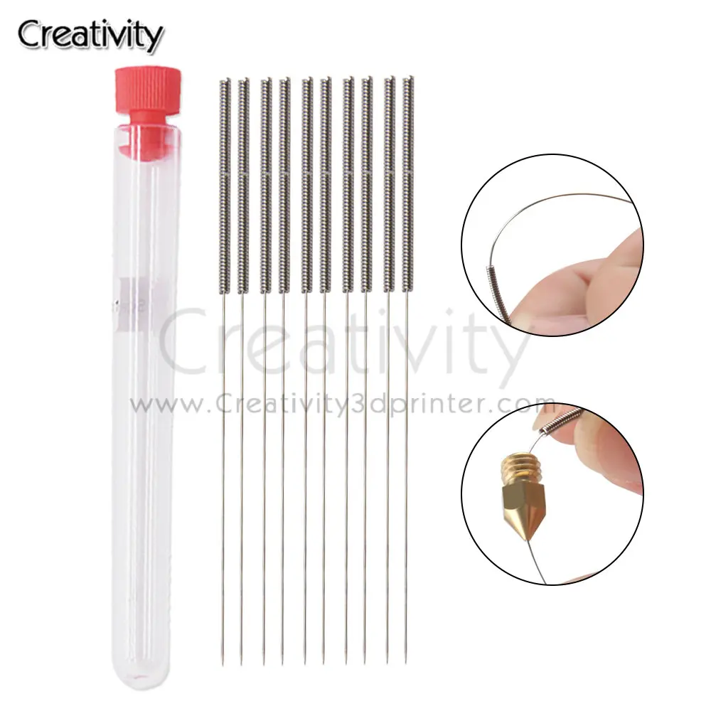 

3D Printer Parts 10pcs/set Nozzle Cleaning Needle Tool Stainless Steel 0.2mm 0.25mm 0.3mm 0.35mm 0.4mm Drill For V6 Nozzle