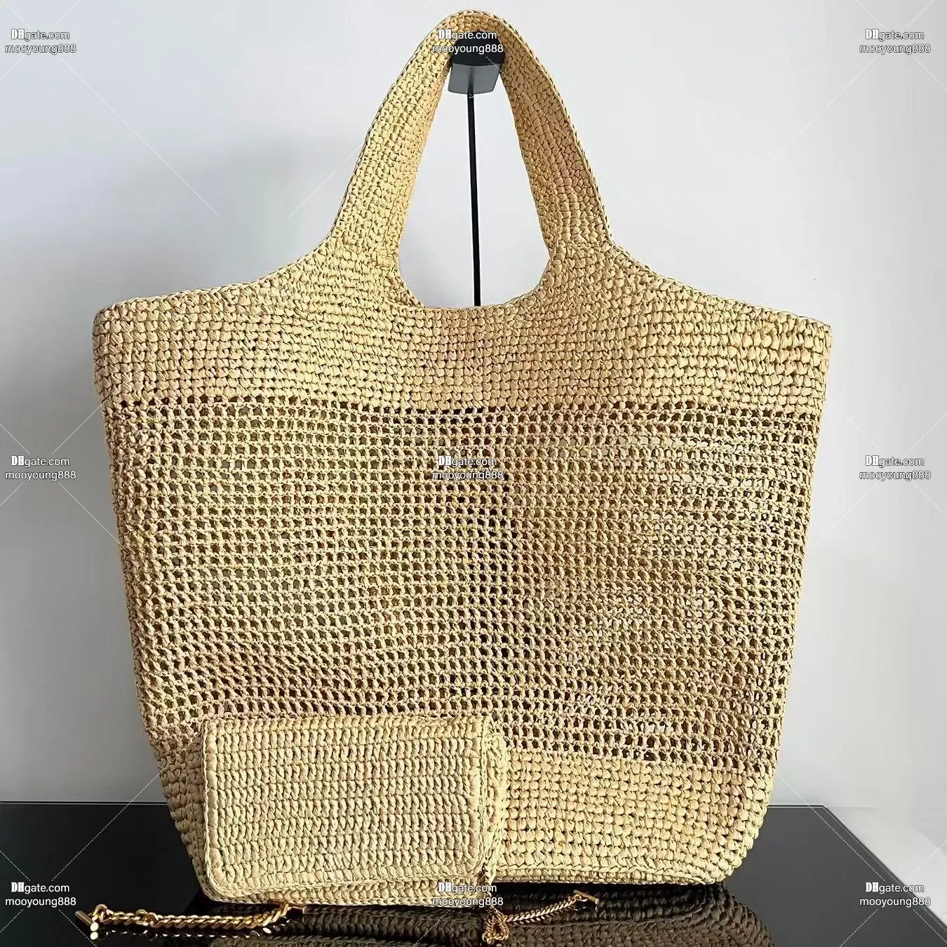 

wholesale price 12A Upgrade Mirror Quality Raffia Straw Tote Bag Beach Summer Handbags for Women