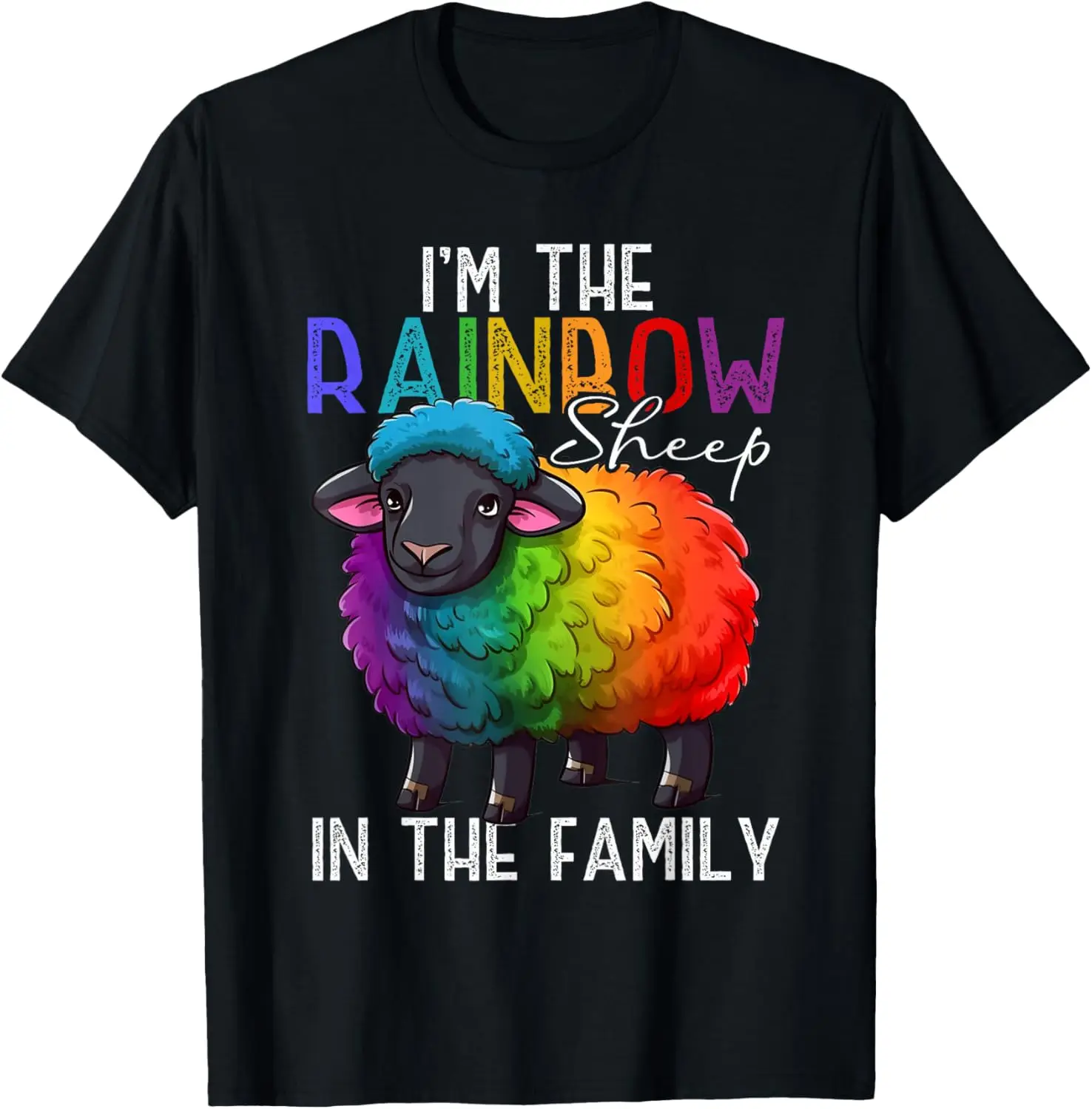 

Я радужная овечка в семье для черной футболки Lgbtq Pride