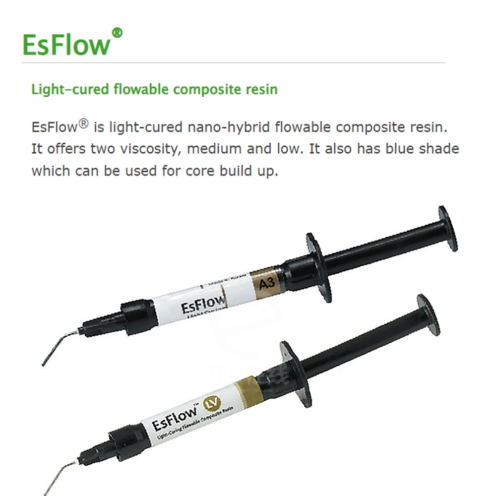 

2pcs/Bag Spident Esflow Flow Light Curing Korean Teeth Filling Dentist Cilinc Materials Products