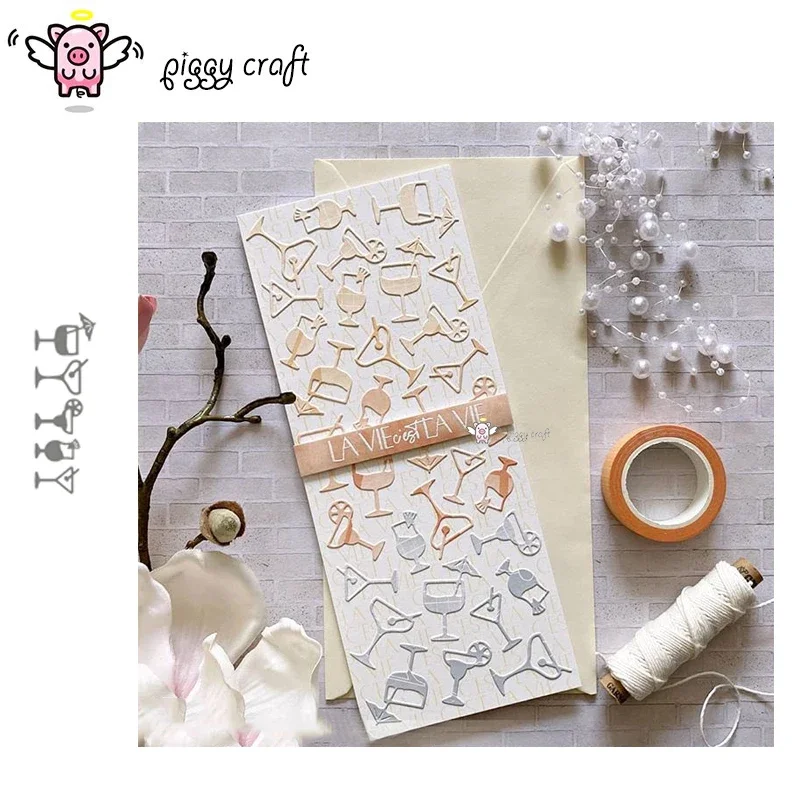 Piggy Craft troqueles de corte de metal, molde de troquelado, taza de bebida de verano, para manualidades de papel de scrapbooking, molde de cuchilla, punzón, plantillas, troqueles