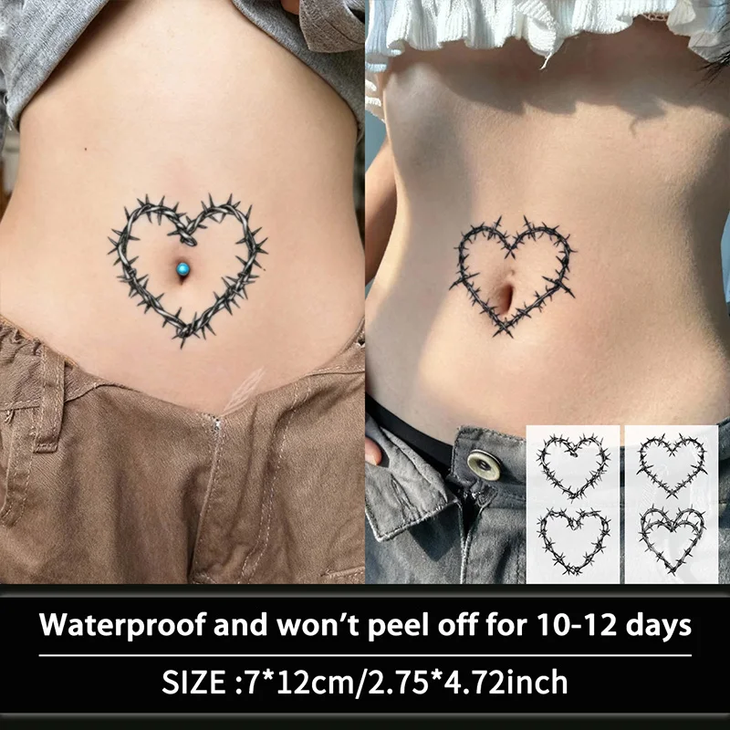 Creative Thorn and Heart Waterproof Temporary Tattoo Stickers, Long-lasting Waterproof for One to Two Weeks, For Arm, Leg