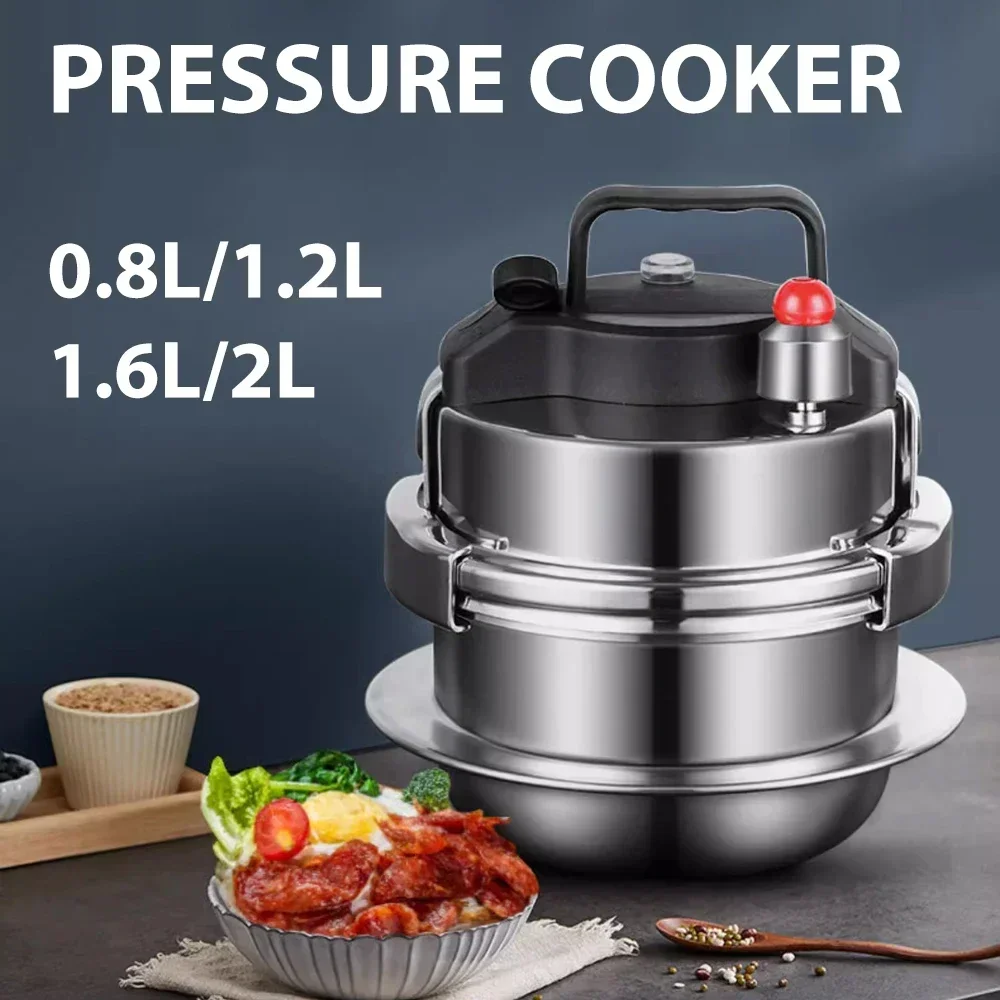 0.8-2L Outdoor Camping Small Pressure Cooker 304 Stainless Steel Portable Rice Cooker for Kitchen Cooking Tool Pressure Cooker