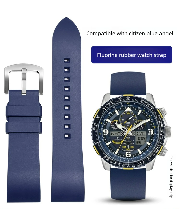 For Citizen Air Eagle AT8020/JY8035/8037 Blue Angel First- and Second-generation Fluororubber Watch Strap
