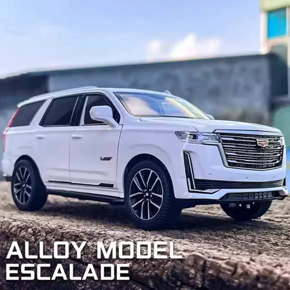 

1:24 Игрушки из сплава Escalade, миниатюрная модель, литой под давлением металлический автомобиль, 6 дверей, открытые звуком, светом, откатными транспортными средствами, рождественские подарки для мальчиков