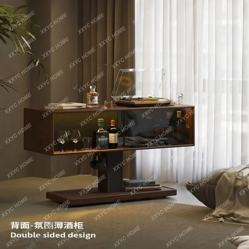 XXSolid Wood Vinyl Record Cabinet, Living Room Home Display Cabinet, Glass Wine Cabinet Removable