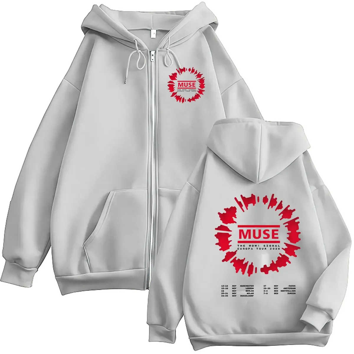 Customization MUSE The Wow! Signal Europa Tour 2026 Zipper Hoodie Men Women Vintage Long Sleeve Fashion Oversized Coats Sweatshi