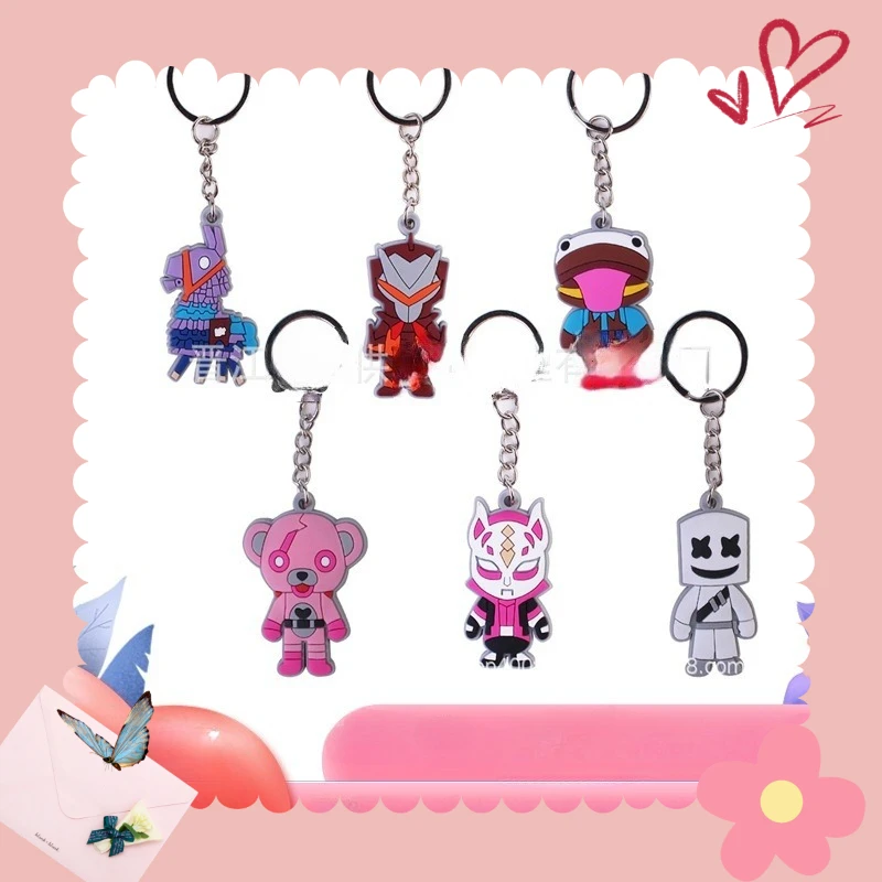 6 Styles Cartoon Fortnite Keychain Doll Bag Jewelry Anime Children's Toy PVC Keychain Christmas Decorative Pendant Birthday Gift