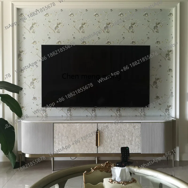 

Solid wood TV cabinet is simple and modern, against the wall and floor cabinet, old living room TV