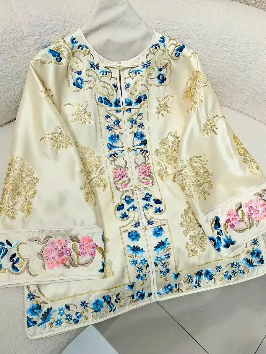 Embroidered Loose Tang Suit Hanfu Women's Vintage Elegant Long-sleeved Traditional Chinese style button-up Cardigan Jacket