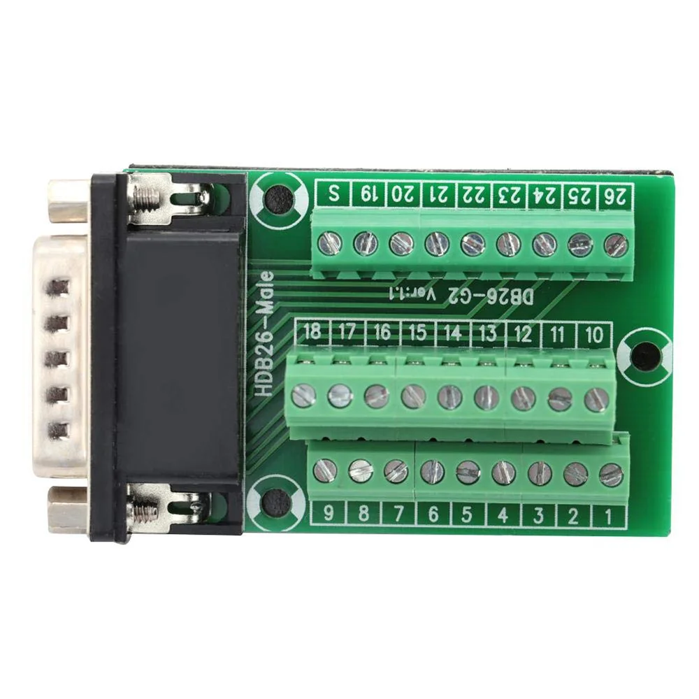 FAST-26 Pin DB26 D-SUB Male Adapter To PCB Terminal Signals Module Breakout Board Connector With Insulating Mat