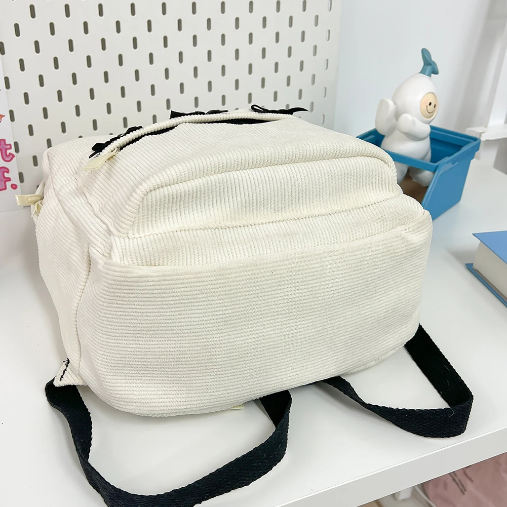 

Милый эстетический рюкзак с бантом, вельветовая школьная сумка, легкий студенческий рюкзак для девочек и женщин, средняя школа, колледж, работа