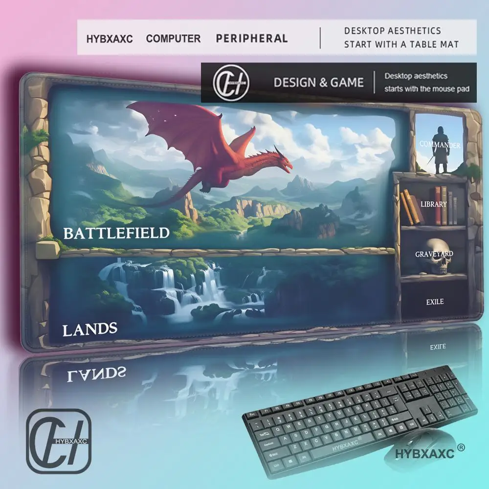 

HBXAXC Flying Dragon Castle Wall Design Mouse Pad Computer Mousepad Anti-slip Rubber Playmat for MTG DTCG CCG RPG Trading Rug