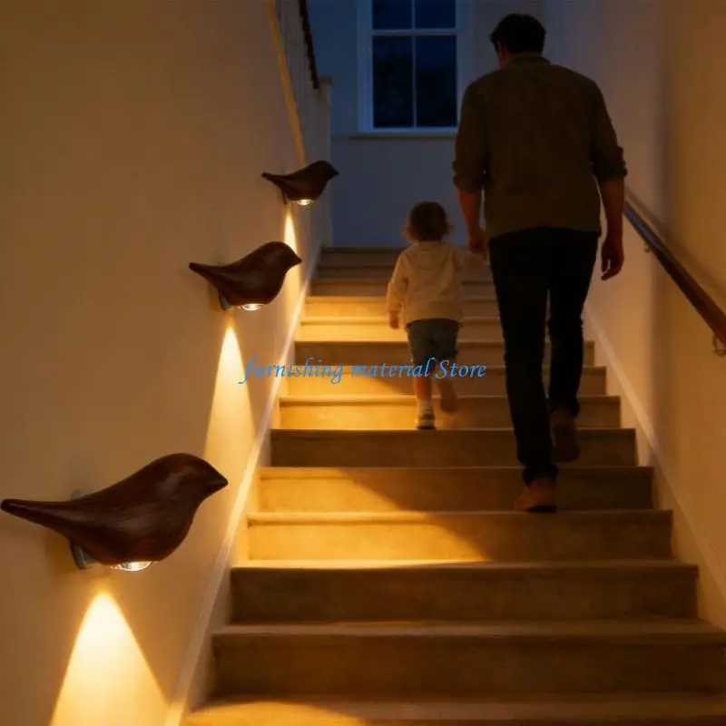 Y5GD Bird Shaped Automatic Sensing Night Lamp USB Rechargeable Wall Light Enduring