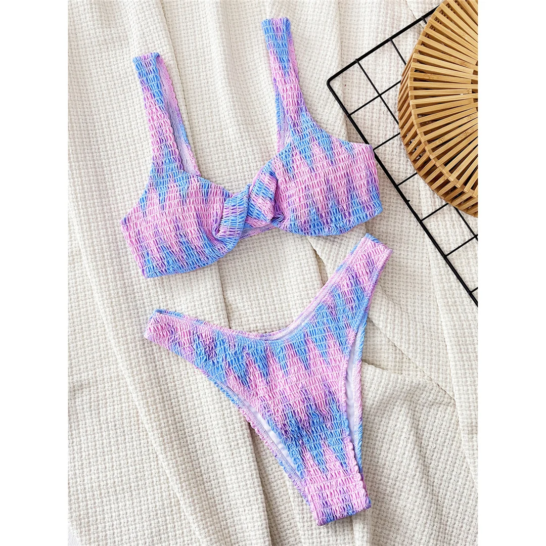 Tie-Dye-Bikini mit gerafftem, geknittertem Stoff, brasilianischer Bikini, zweiteiliger Badeanzug für Damen, Badebekleidung, Badeanzug, Damen-Badebekleidung, V5943 – Detail 8