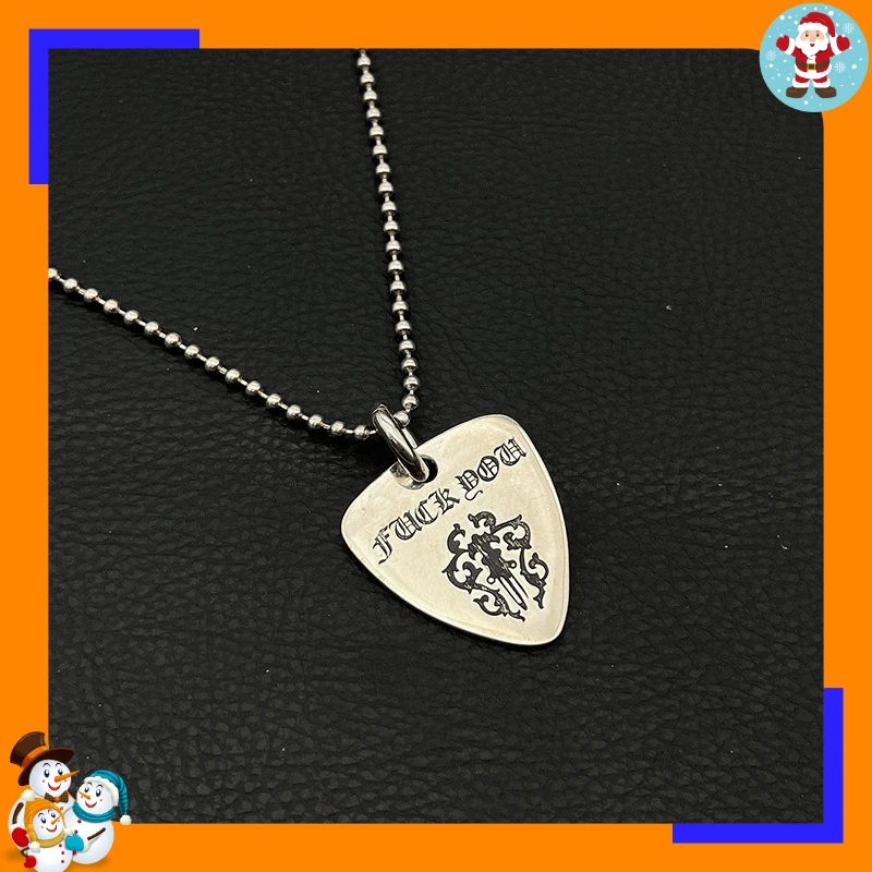 Premium Retro Cross Flower Guitar Pick Necklace Men's and Women's Vine Sword Pentagram Pendant Classic