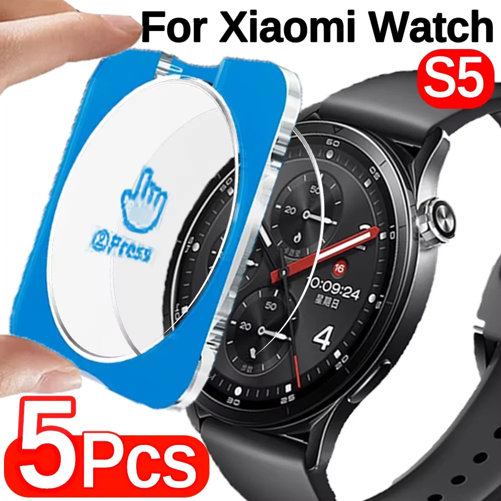 1-5Pcs Ultra-HD Tempered Glass Screen Protector for Xiaomi Watch S5 Full Coverage Anti-scratch Protective Film with Install Kit