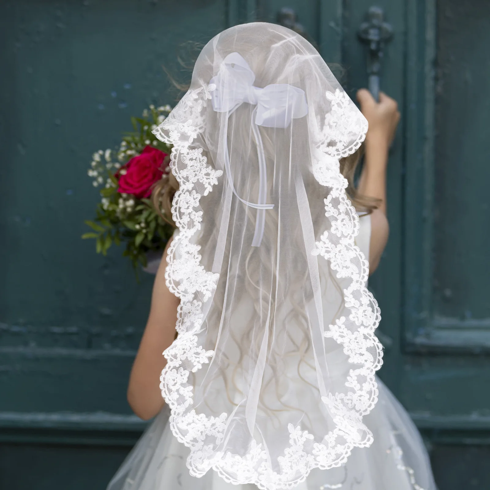 

Little Girl Veil First Communion Headpiece Wedding Flower Child Costume Bridal Coverings Breathable Material Durability