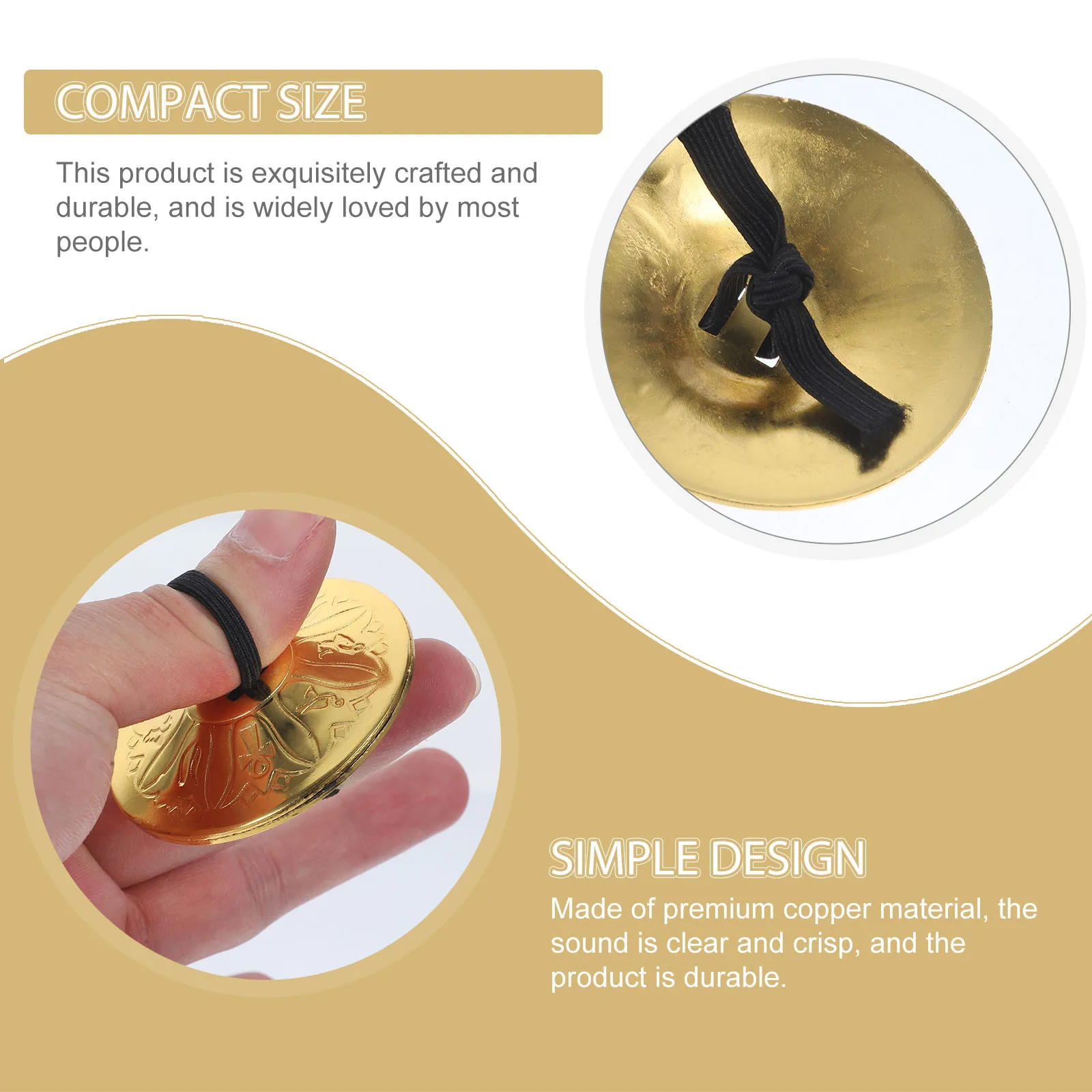 

2Pairs Copper Finger Cymbals Small Children Percussion Instrument Durable Clear Sound Small Finger Cymbals Kids Instrument