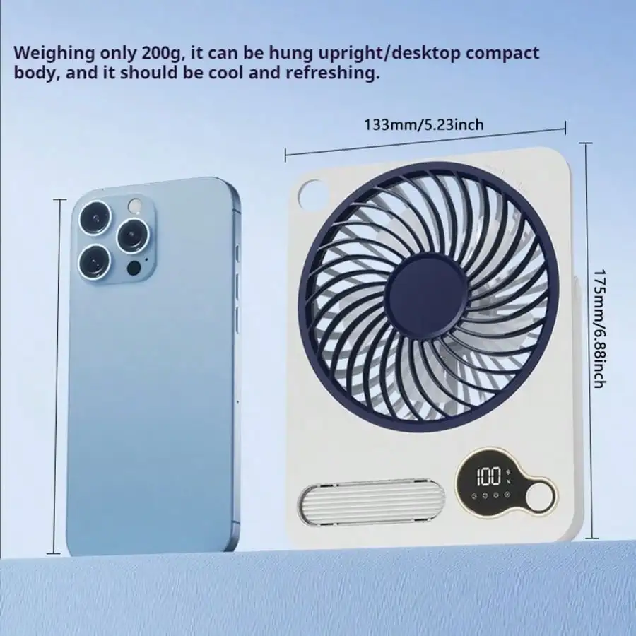 Night light card-type portable fan, desk-mounted office fan, can be used as a power bank, multi-purpose USB charging fan