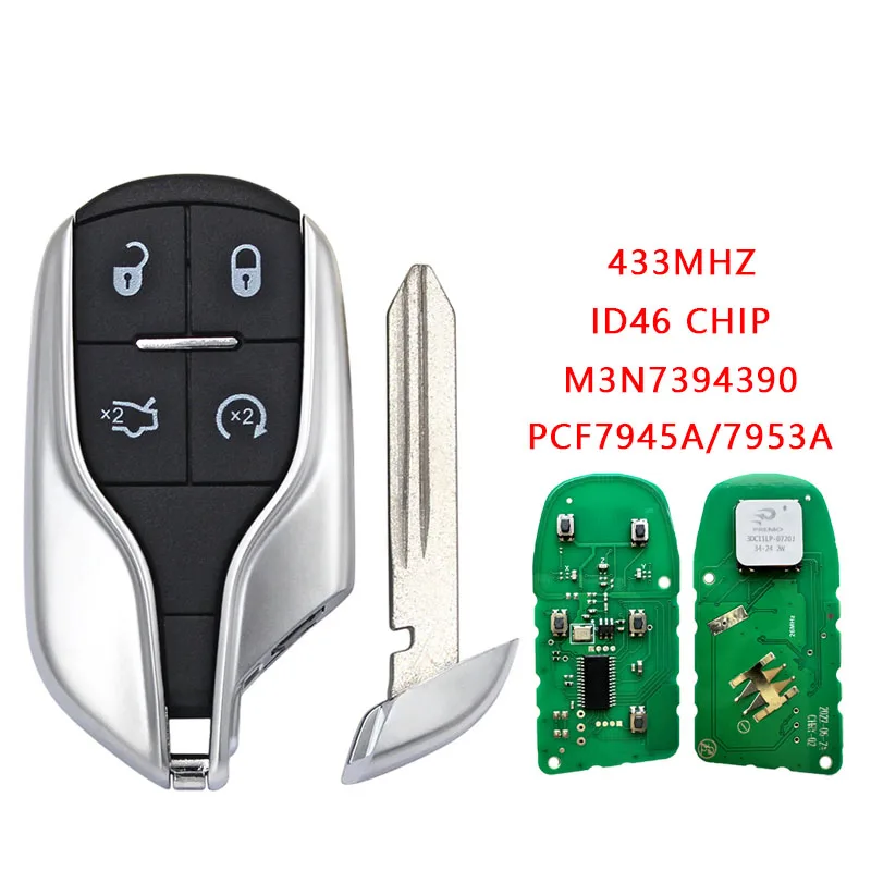

MS-start 433MHz ID46 PCF7945A M3N7393490 Keyless Remote Key for Ma=sera-ti Quattroporte Ghibli Levante
