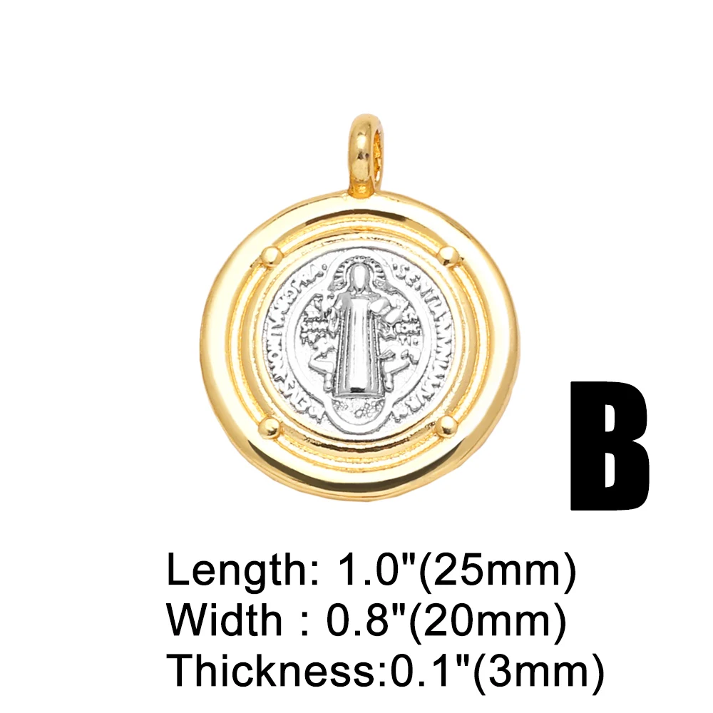 OCESRIO Trendy Brass Virgin Mary Medal Pendant for Necklaces Copper Gold Plated San Benito Jewelry Making Component pdtb813