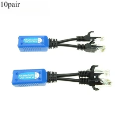 10pair RJ45 splitter combiner uPOE cable, two POE camera use one net cable POE Adapter Cable Connectors Passive Power Cable