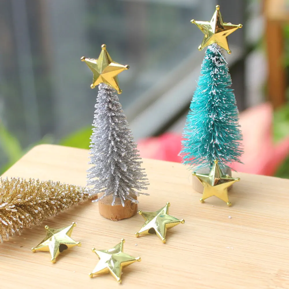 10PCS 2Sizes DIY Gold Star Topper Star Christmas Ornaments Xmas Tree Ornament Toppers DIY Craft Christmas Party Decorations