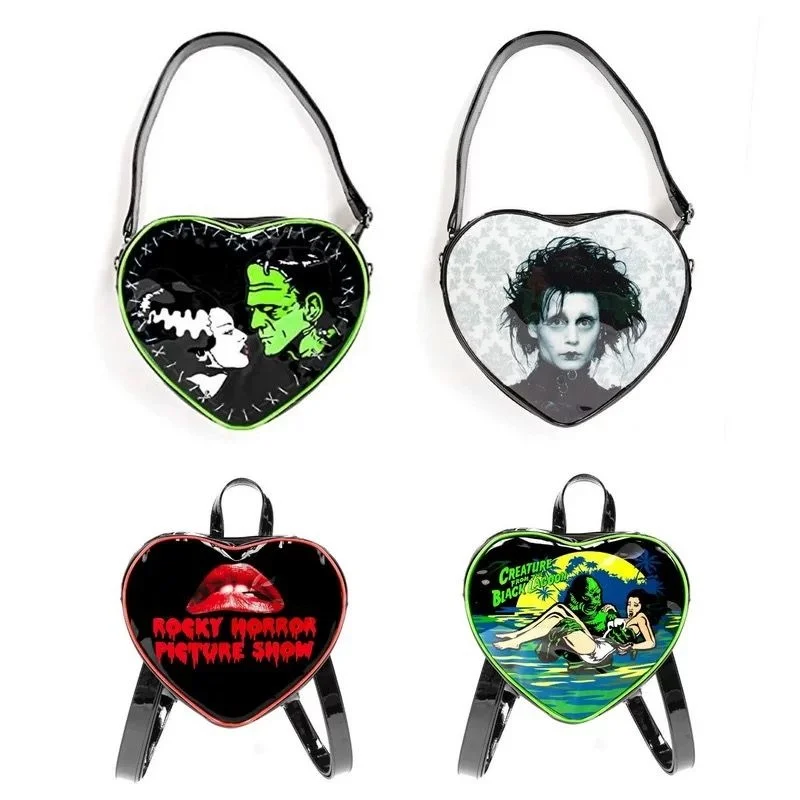 

Gothic Punk Grunge Heart Y2k Backpack Women Fashion Green Red Vintage Leather Light Aesthetic Mini Crossbody Bag Halloween Gift