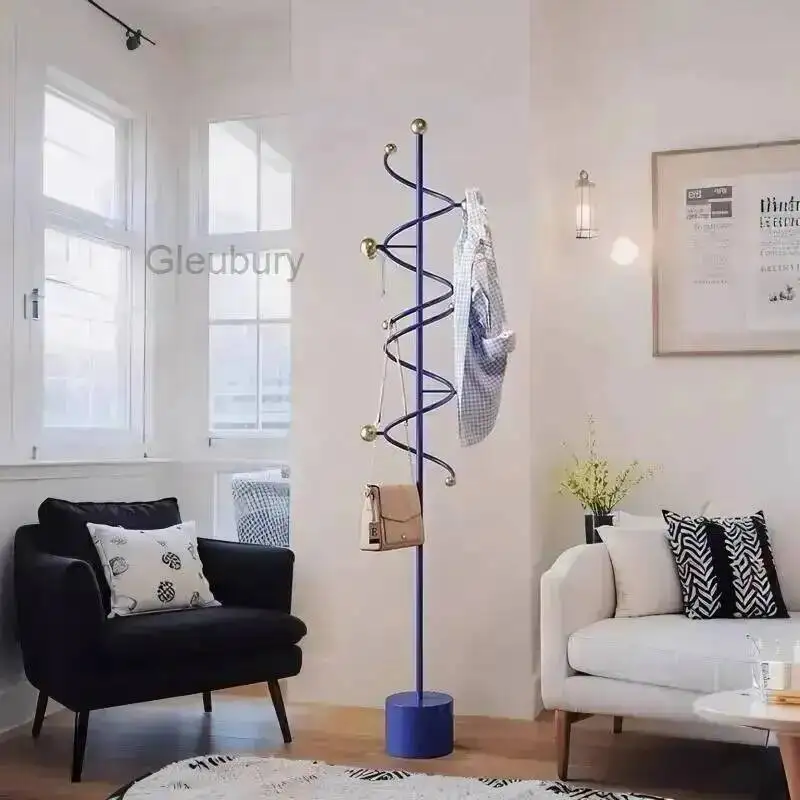 Drying Racks Low Blue Clothes Profile Boutique Japandi Apartments Clothing Rack Living Room Colgadores De Ropa Room Furniture