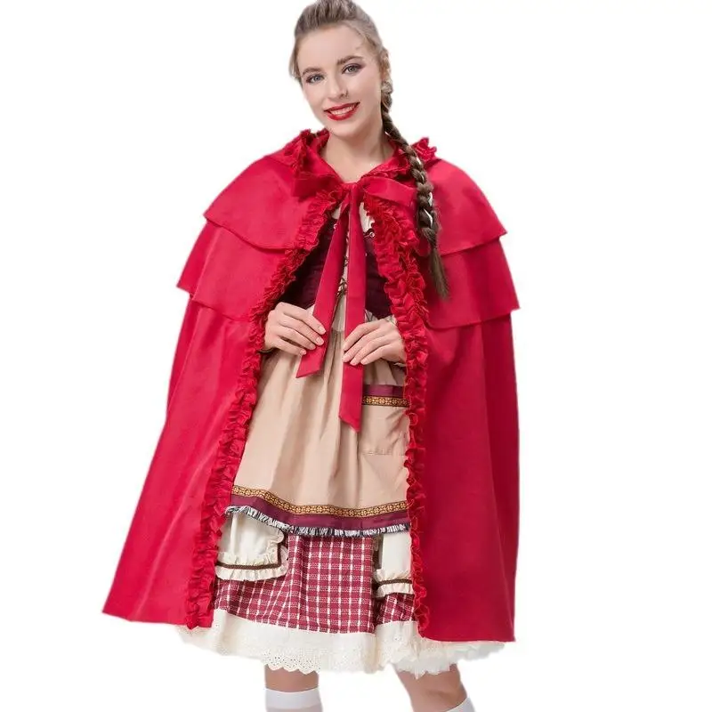 

Взрослый Хэллоуин Cos Красная Шапочка Сценический Костюм Горничная Ферма Установка Пар Ролевая Одежда Женская Традиционная Китай...