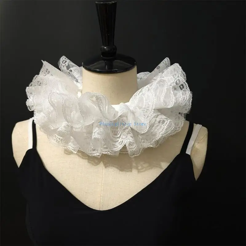 652B Multi Layer Lace Detachable Collar For Reenactment Costumes Halloween Party