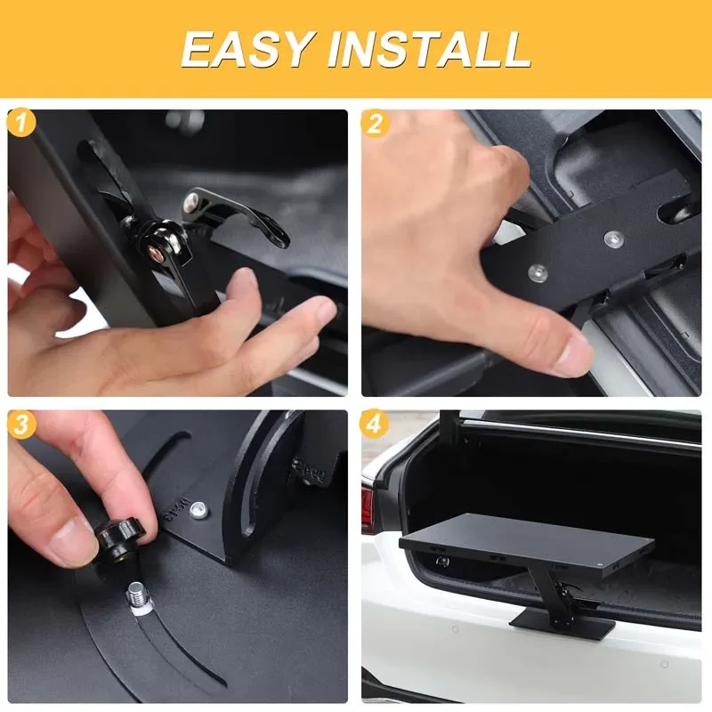 สำหรับ Lexus ES 2018-2025 ตัวล็อคฝากระโปรงท้ายรถยนต์ทำจากเหล็กกล้าคาร์บอนสีดำ ใช้เป็นโต๊ะพับได้สำหรับตั้งแคมป์กลางแจ้ง อุปกรณ์เสริมสำหรับรถยนต์