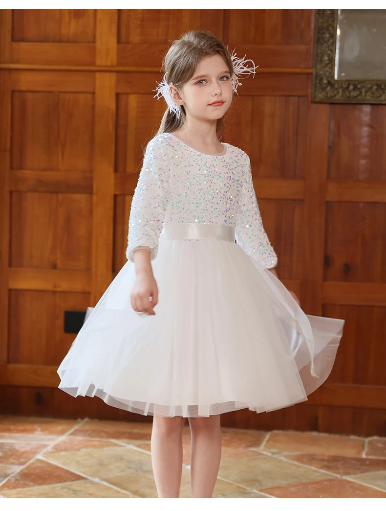 Elegantes Prinzessinnen-Geburtstagskleid für Mädchen, Kinder-Violin-Klavier-Auftrittskleid, Prinzessinnen-Festkleidung mit Pailletten – Detail 8