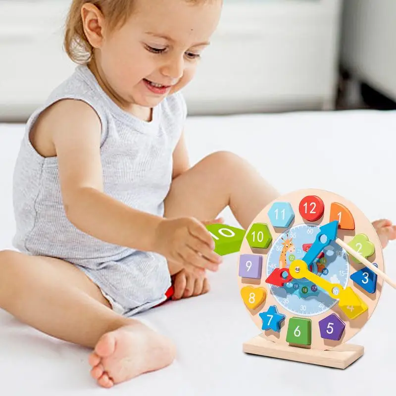 Kids Telling Time Learning Clock Safe Interactive Learning Clock Kindergarten Toy Wooden Magnetic Design Clock Toy For Home