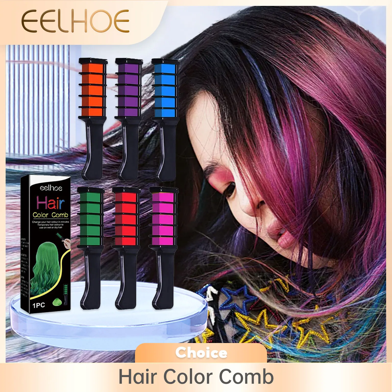 

6 Colors Hair Dye Comb Mascara Design Crayons for Hair Coloring Chalk Dye Hair Color Temporary Pencil Halloween Salon Products