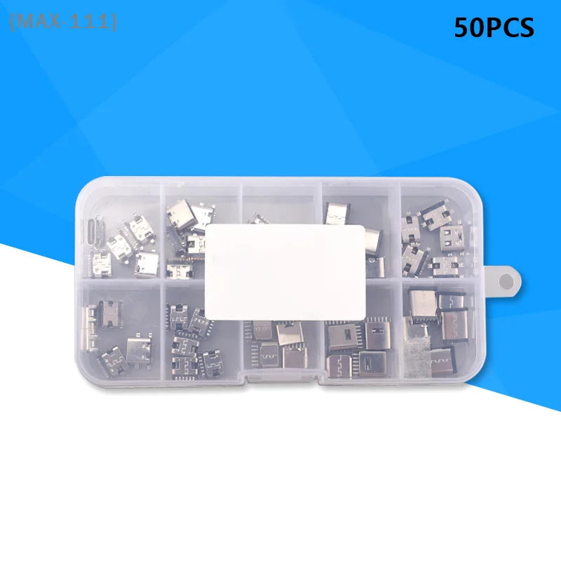 【F2-MAX111】100Pcs Mix Type-C USB Charging Dock Connector Kit - 6Pin 16Pin for Phone Digital Product Repair Accessories