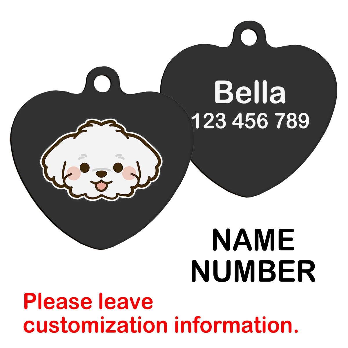 Customized Dog Name Tag Personalized Cute UV Printing Custom ID Nameplate Address Telephone for Small Dog