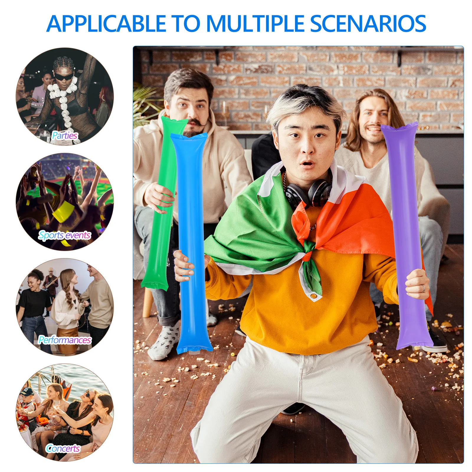 

40pcs Inflatable ange Noisemakers Party Clappers Sports Event Favor Reusable Concert Team Memorabilia Noise
