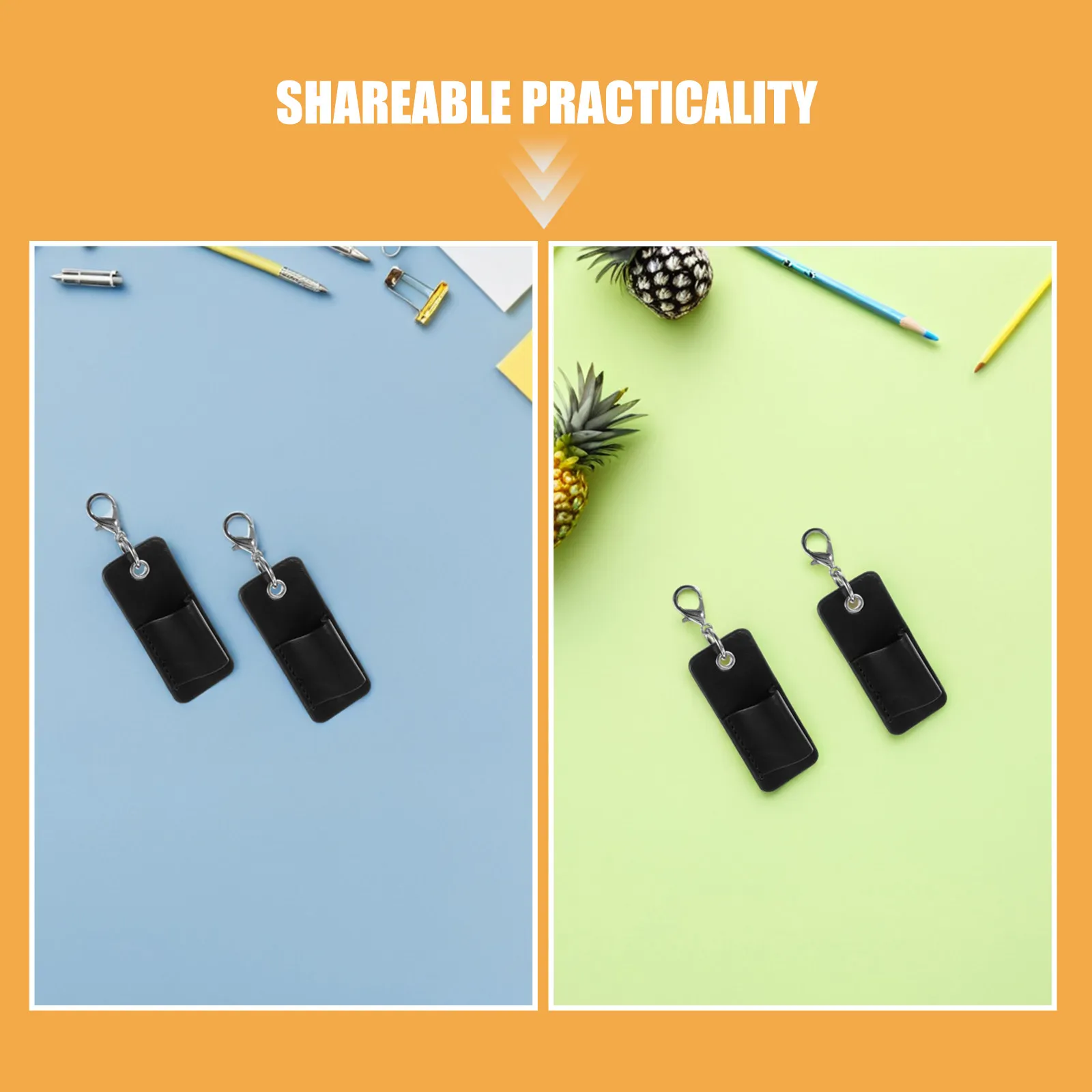 2Pcs Badge Pen Holder Portable PU Lanyard Clip Anti-Drop Pocket Sized Pen Protector for Work School Office Neck Lanyard Pouch
